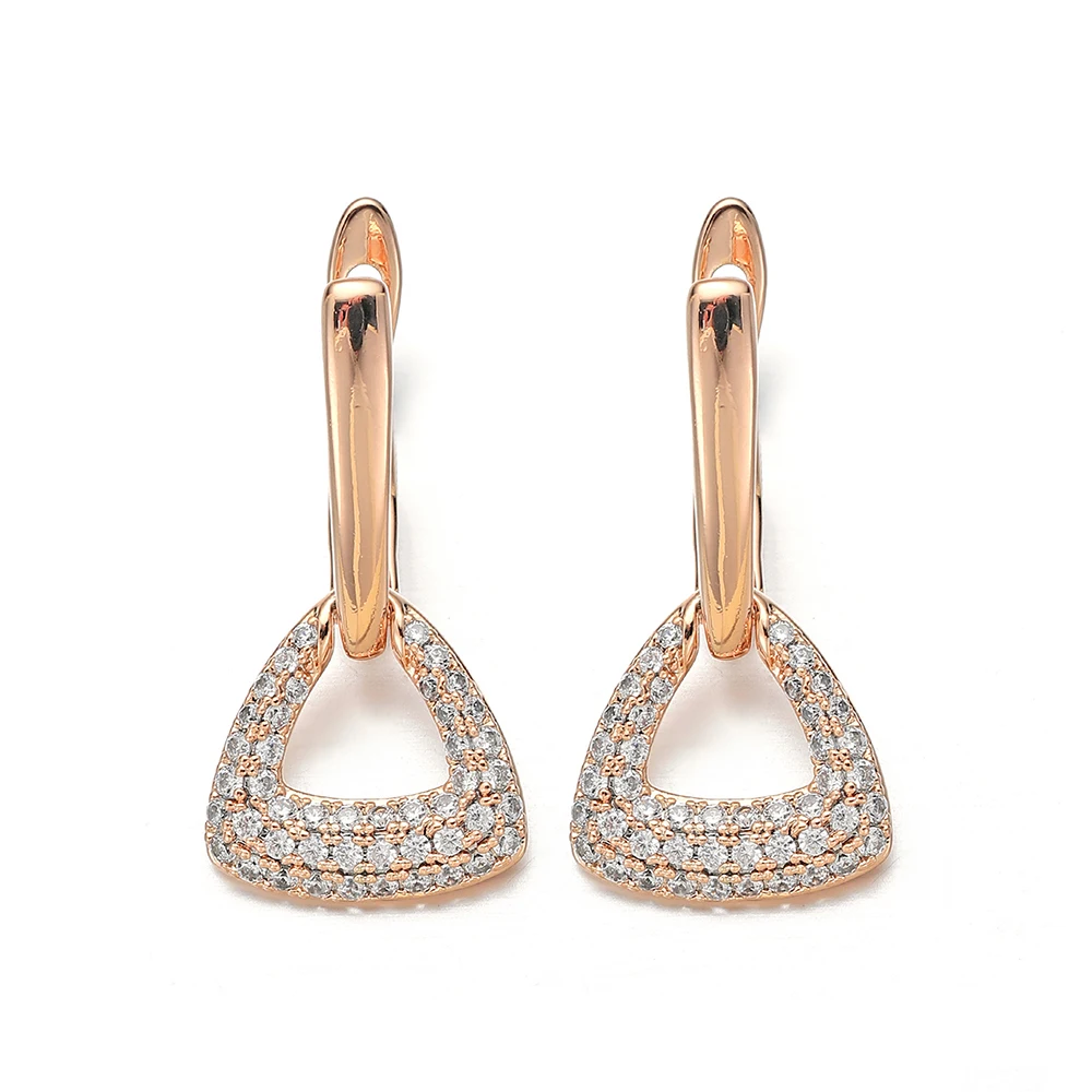 

Copper Drop Earrings Female Romantic Trendy Jewelry Party Pendants Geometry Natural Zircon Gold Color Earrings Women Gift