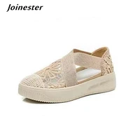 women air mesh vintage sandals for spring summer ladies lace embroidered fisherman shoes girls slip on casual loafers