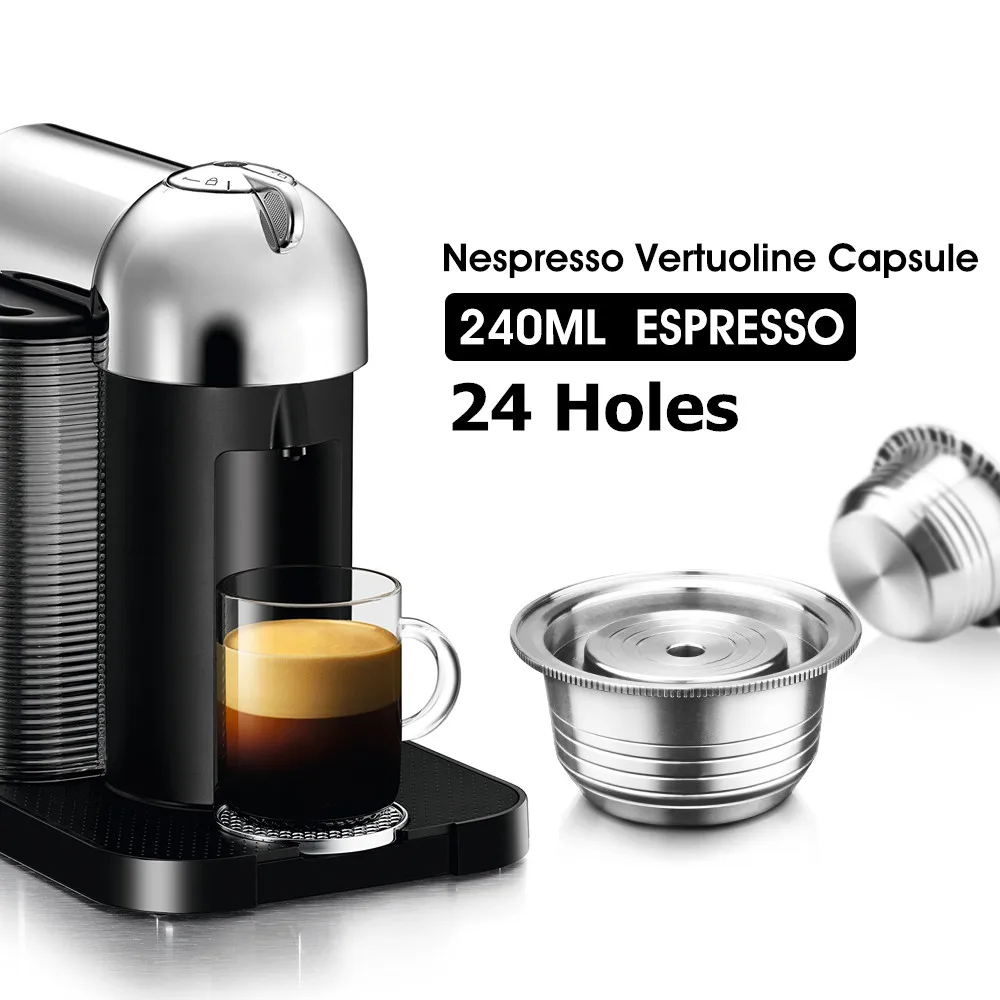 Многоразовые капсулы для кофе, капсулы для Nespresso Vertuo Vertuoline GCA1 и Delonghi ENV135, фильтры из нержавеющей стали, ложка для вскрытия