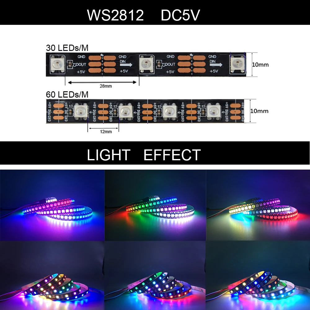 WS2811 WS2812B WS2813 WS2815 30/60/светодиодный s/m RGB светодиодный полосы индивидуально