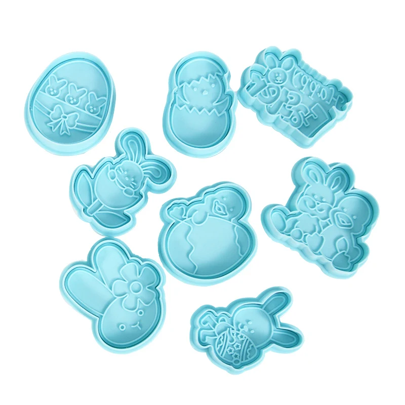

Happy Easter Decoration Bunny Pattern Plastic Baking Mold Kitchen Biscuit Cookie Cutter Pastry Plunger 3D DIY Fondant Cake Tools