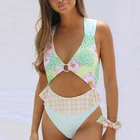 Женский слитный купальник MYTENG, слитный купальник с высоким вырезом и принтом в стиле ретро, летний купальник с вырезами, боди, монокини, купальный костюм, 2021