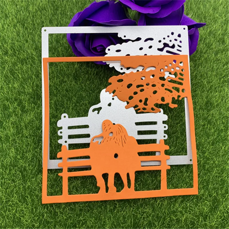 Пара птиц и больших деревьев в парке фотостул самодельный альбом с ручным