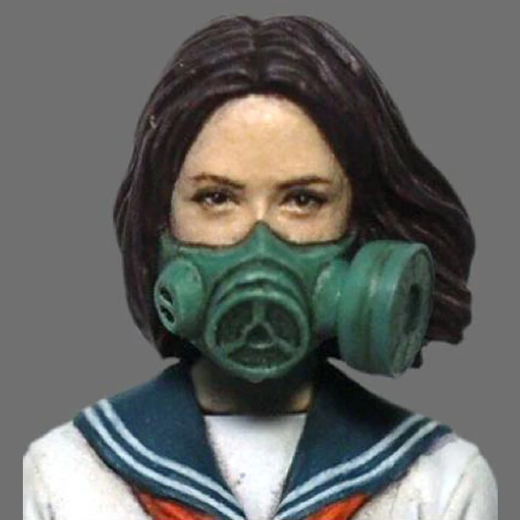 1/35 девочка с противогазовой маской Набор из смолы фигурка GK японский человек