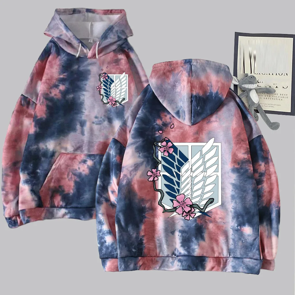

Anime Hoodie Attack on Titan Logo Double-sided Tie-dye Pullovers Tops Cloth