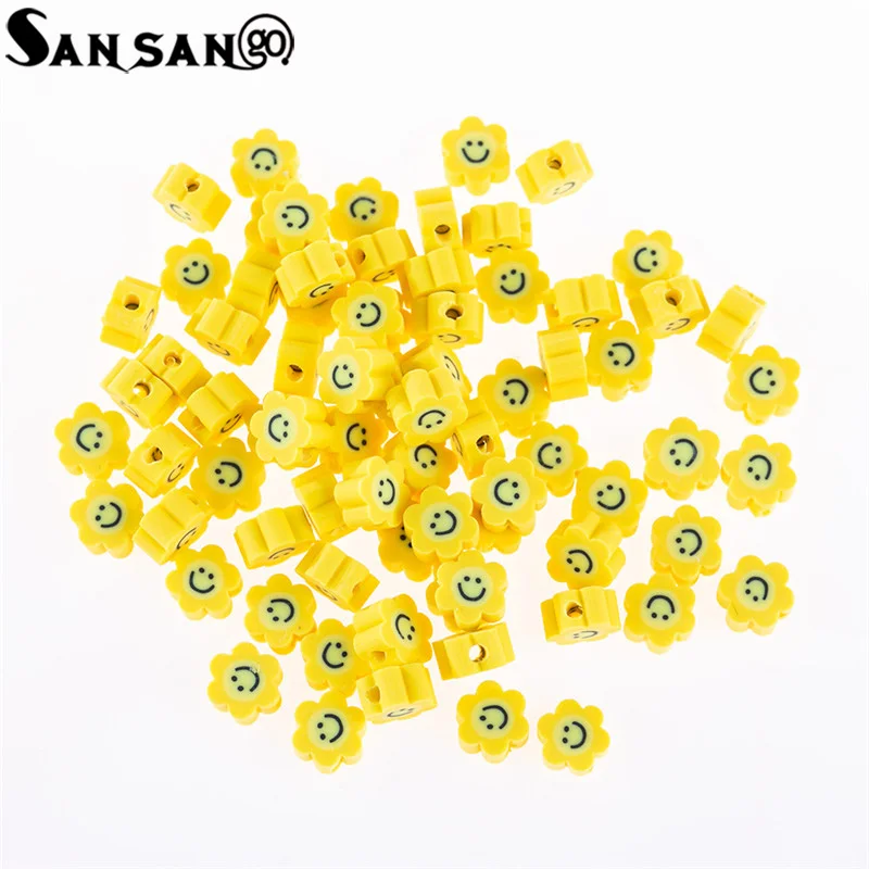 50pcs/lot Cute Animal Heart Smile Face Polymer Clay Spacer Beads for DIY Jewelry Making - Mixed Designs  image 2