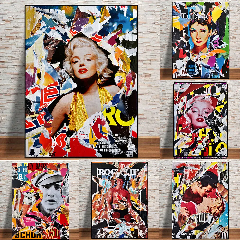 

Abstract Retro Print Celebrity Pop Street Art Portraits Poster On Canvas Painting Wall Picture For Living Room Home Decoration