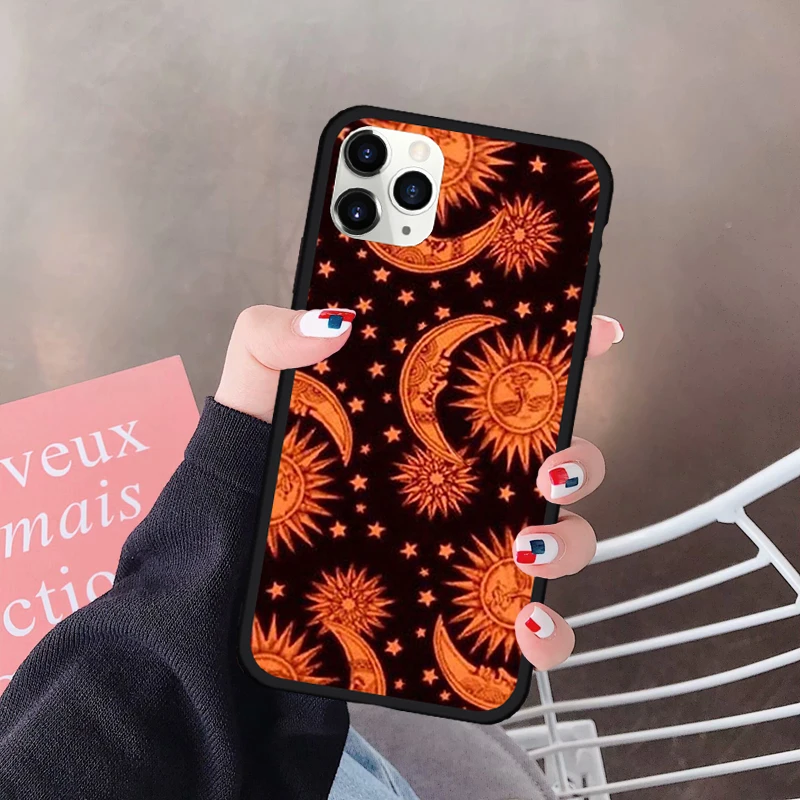 GYKZ Fashion Sun Moon Face Phone Case For iPhone 7 11 Pro XS MAX SE 2020 XR X 8 6Plus Planet Star Silicone Hard Cover Fundas Bag | Мобильные