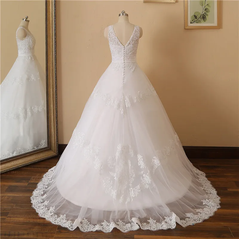 Real Pictures Sexy Sleeveless Wedding Dress Backless Robe De Mariee 2020 Plus Size Lace Appliques Beading Bride Gowns | Свадьбы и