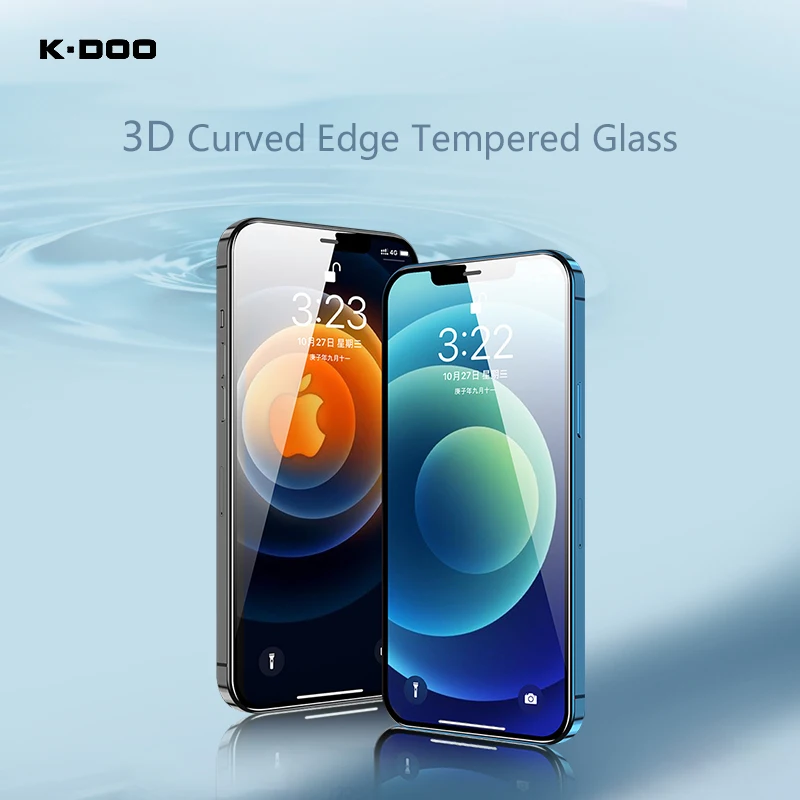 

K-DOO 3D Class Film Curved Edge Fully Covered Tempered Screen Protector Anti-Broken Scratches Glass For Iphone12/12pro/12promax