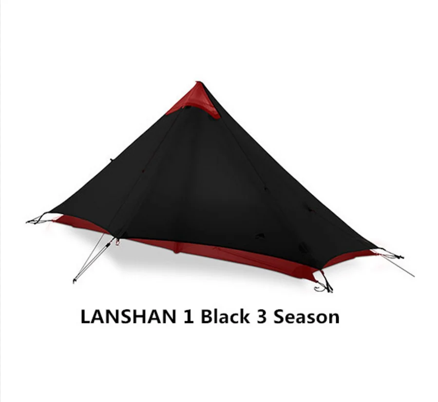 15D Black 1 person 3F UL GEAR LanShan 1 уличная Ультралегкая палатка для кемпинга 1 человек 3 сезона профессиональная 15D Silnylon LanShan1 безротовая палатка - Цвет: 15D Black 1 person