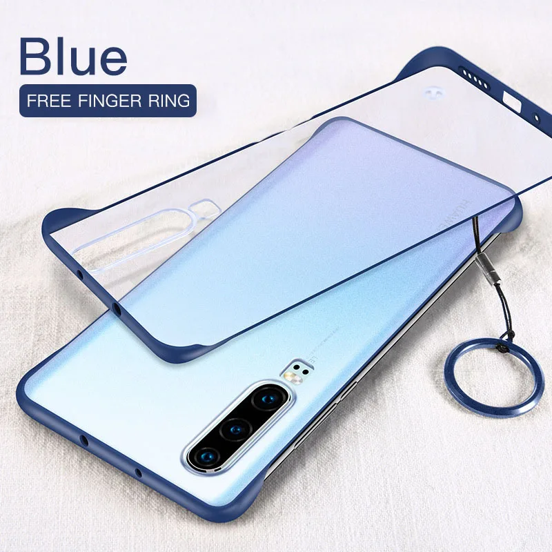 For Huawei P20 P30 Lite Honor 20 Mate Pro Case Frameless With Finger Ring PC Hard Cover P 30 P30Lite |