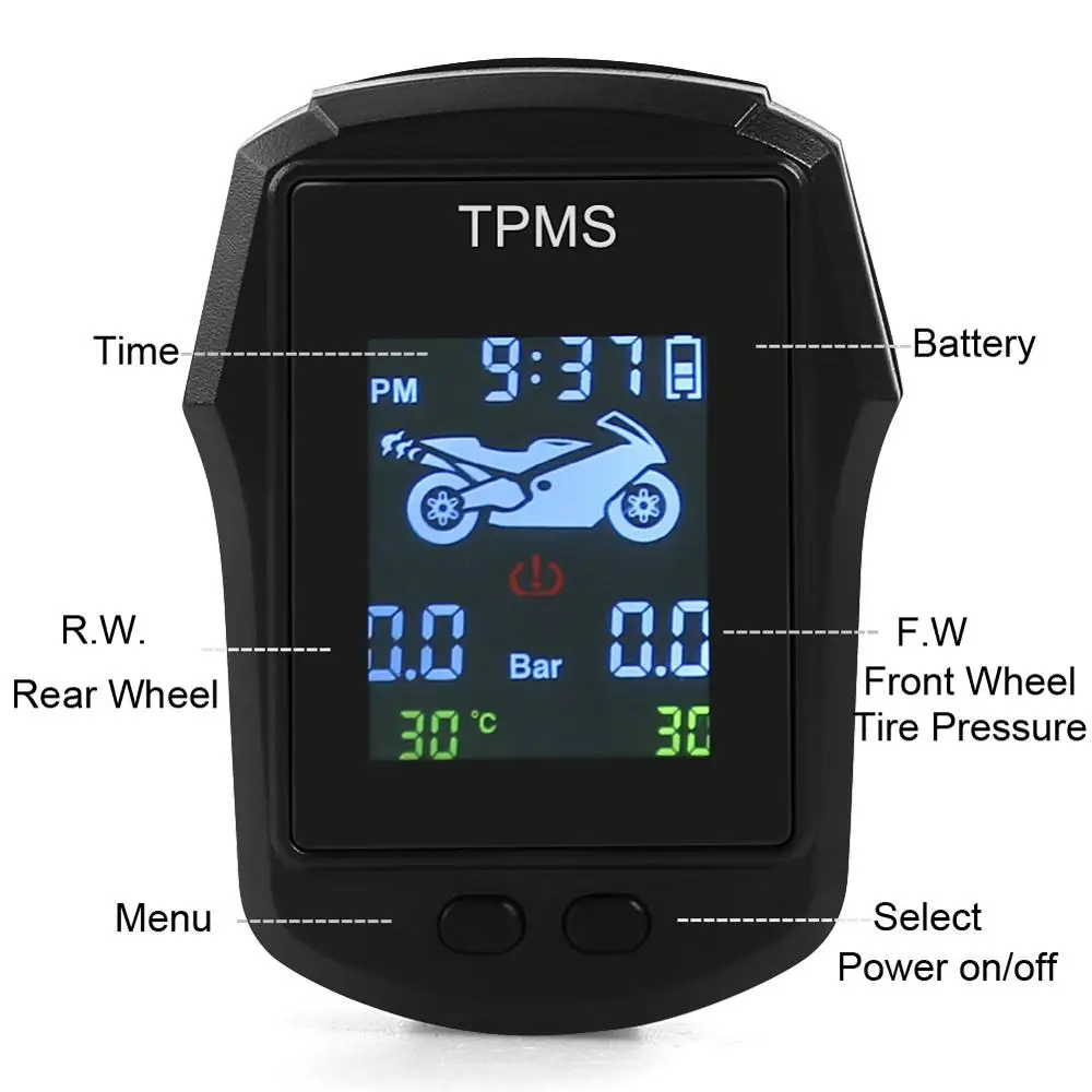 Шины для мотоцикла система контроля давления в шинах с 2 внешних датчиков