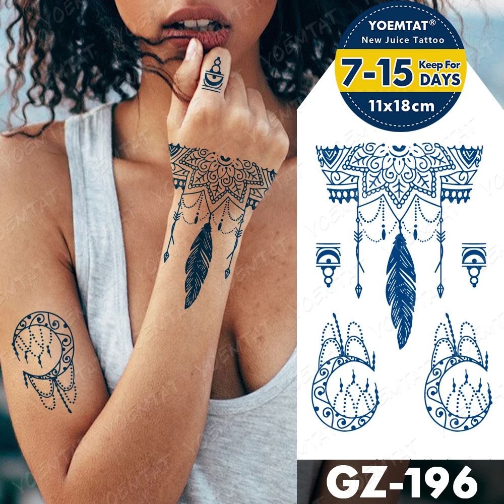 

Henna Tattoo Festival Hotwife Ephemeral Tatoo Transfer Temporary Body Transfer Tattoos 2021 Semi Permanent Feather Moon Festival