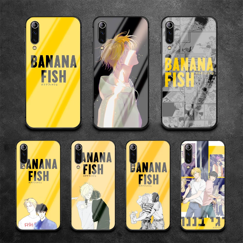 Чехол для телефона из закаленного стекла с изображением бананов и рыб Xiaomi Mi A3 Max3