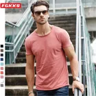 Мужская футболка FGKKS, Однотонная футболка с круглым вырезом и коротким рукавом, 100% хлопок