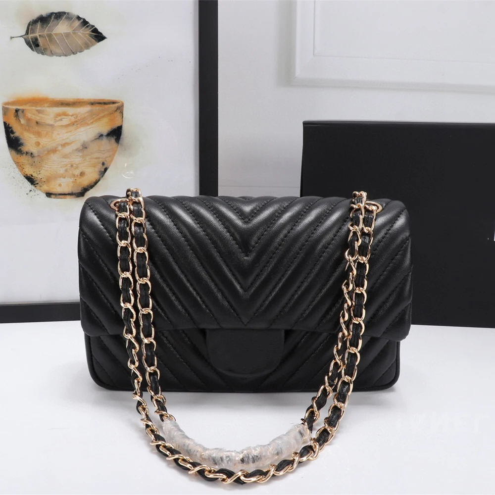 

Luxury Ladies Handbags High Quality V Check Fashion Casual Chain Shoulder Bag Ccowhide Sheepskin Classic Design Messenger Bag