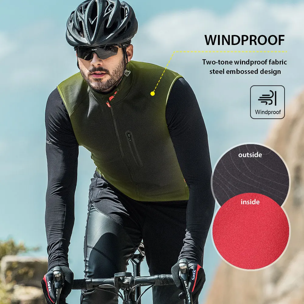 Santic мужской жилет для велоспорта ветрозащитная Светоотражающая безрукавка не