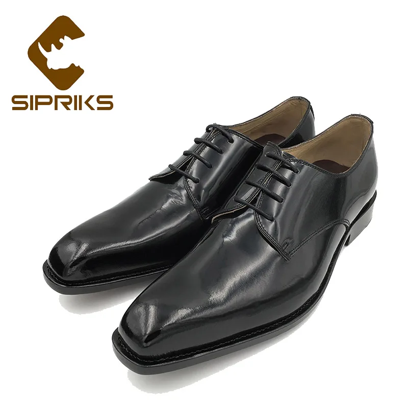Мужские лакированные туфли Sipriks черного цвета итальянская обувь ручной работы