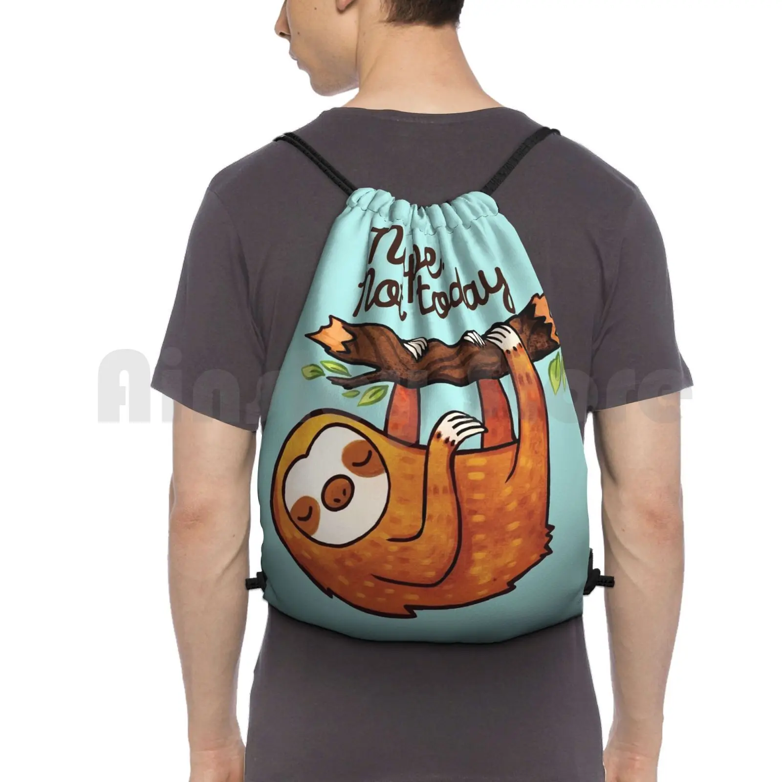 

Sloth Nope Backpack Drawstring Bags Gym Bag Waterproof Sloth Lazy Nope Slothee Coffee Joke Funny Coffee Drinker Crazy