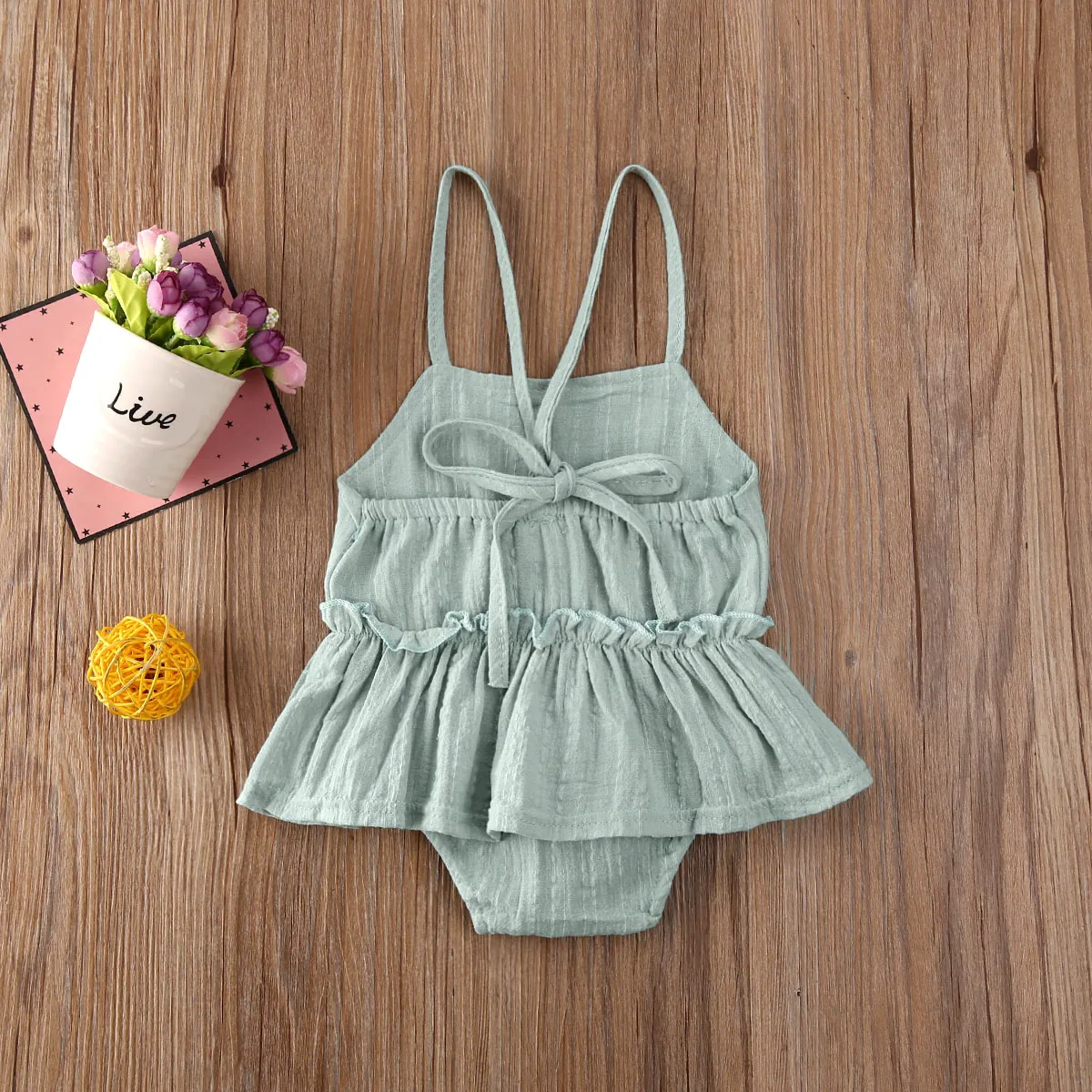 Летняя повседневная одежда для новорожденных девочек боди без рукавов на