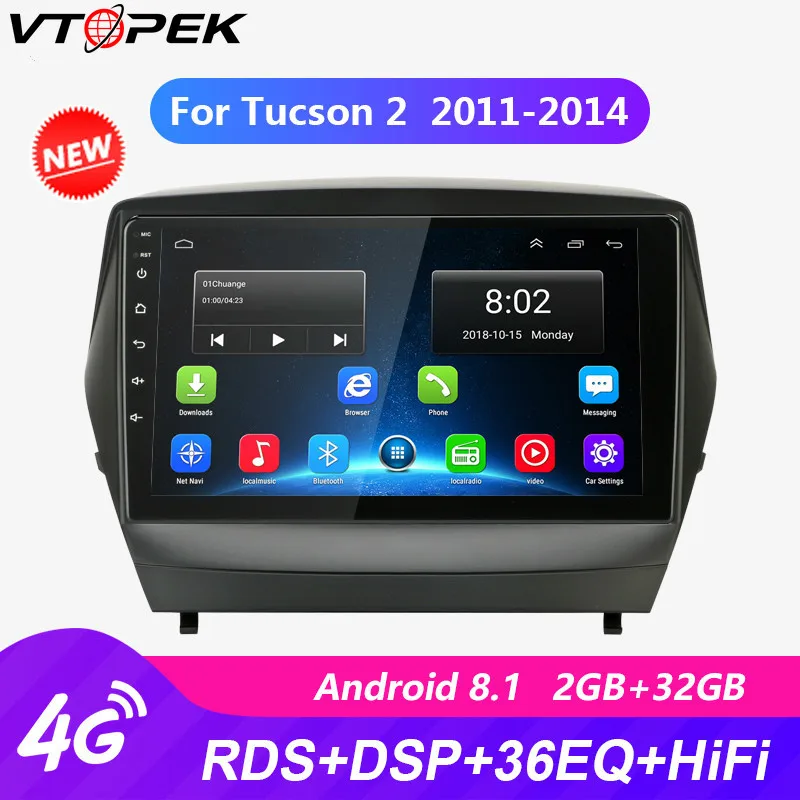 Vtopek 4G wifi 2 Din 9 &quotАвтомагнитола Android DSP RDS 2G + 32G Сенсорное зеркало Ссылка для hyundai Tucson
