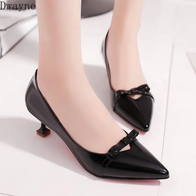 Милые тонкие туфли на низком каблуке Женские с узлом бабочкой элегантные