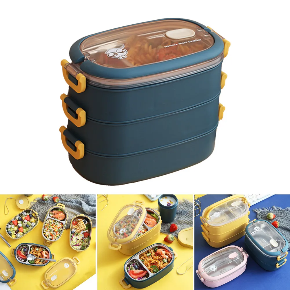 

Stainless Steel Student Compartment Fruit Portable Lunch Box Sealed Fresh-keeping Lunch Box 21*11.5 *16.5cm
