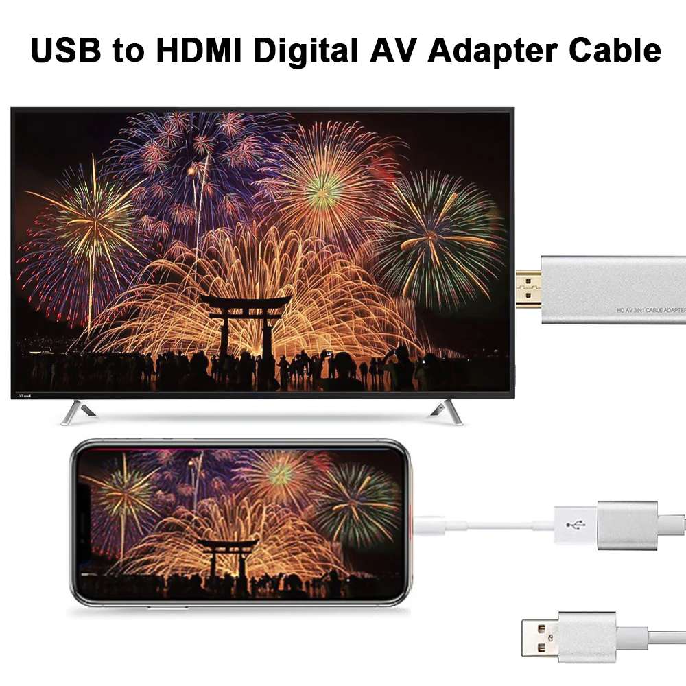 USB-кабель Мама-HDMI 1080 совместимый с мужским/женским кабелем 3 в 1 | Электроника
