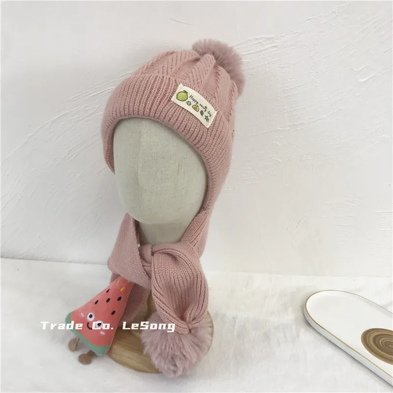 Модная хлопковая детская вязаная шапка шарф осень-зима Детский шарф-воротник