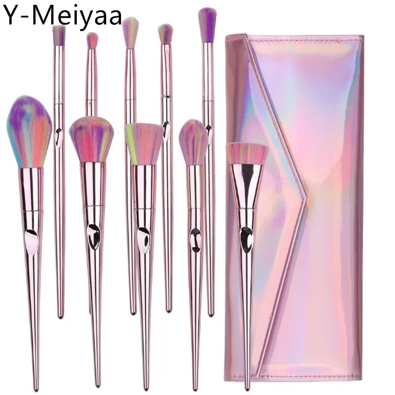 

10pcs Fashion Women's Makeup Brushes With PU Bag Foundation Eyebrow Eyeshadow Brush Cosmetic Tools Lot Pinceaux Maquillage 20#