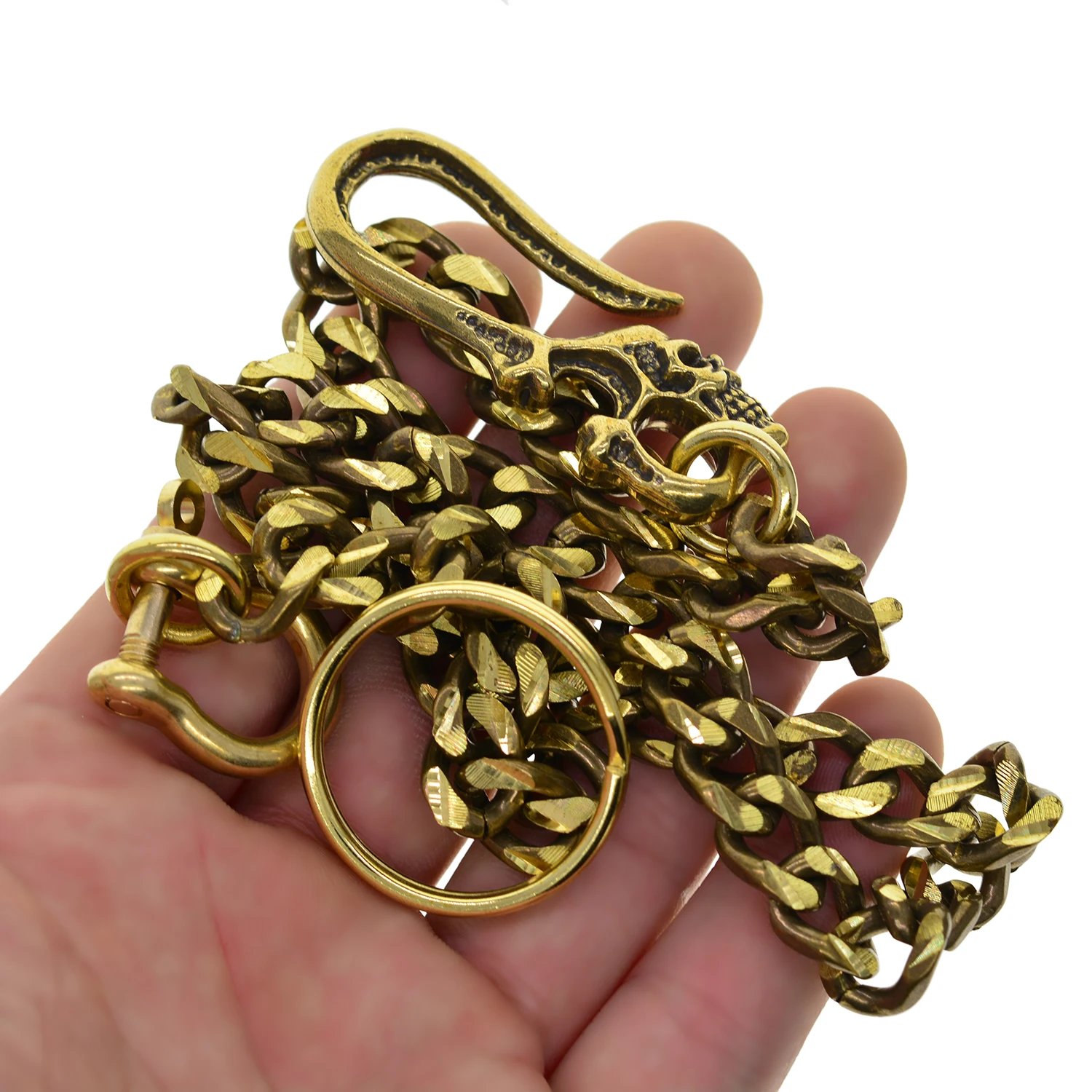 Латунные кубинские звенья кошелек джинсовые брюки байкерские цепи D-скоба