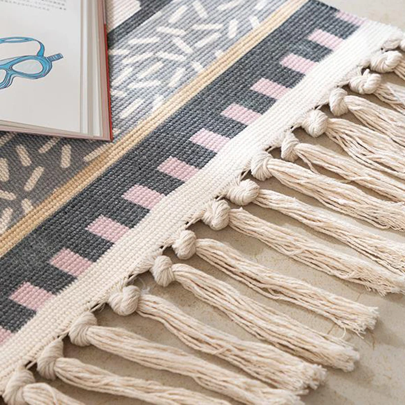 Big Size Geometric Carpet Cotton Area Rug Yoya Mattress Doormat with Tassels Aubusson Study Living Room Decor Child Kids Mat | Дом и сад
