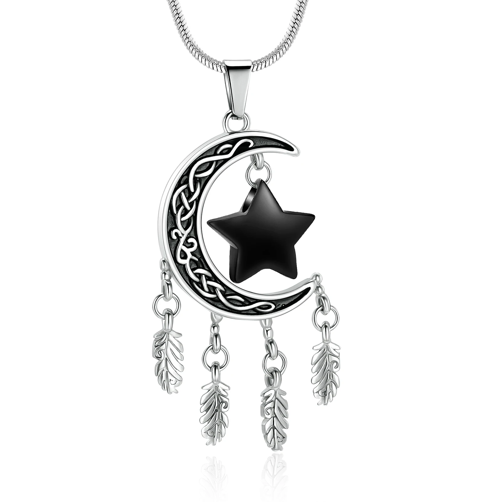 Cremation Urn Necklace for Ashes Moon and Star Dream Catcher Jewelry Holder Keepsake Pendant Human Pet