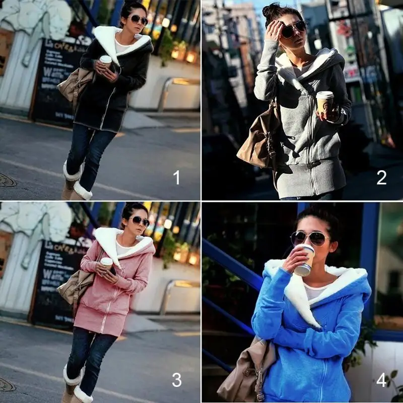 2019 New Women Fleece Zipper Hoodies Sweatshirt Autumn Winter Long Sleeve Ladies Warm Casual Hooded Outwear Plus Size | Женская одежда