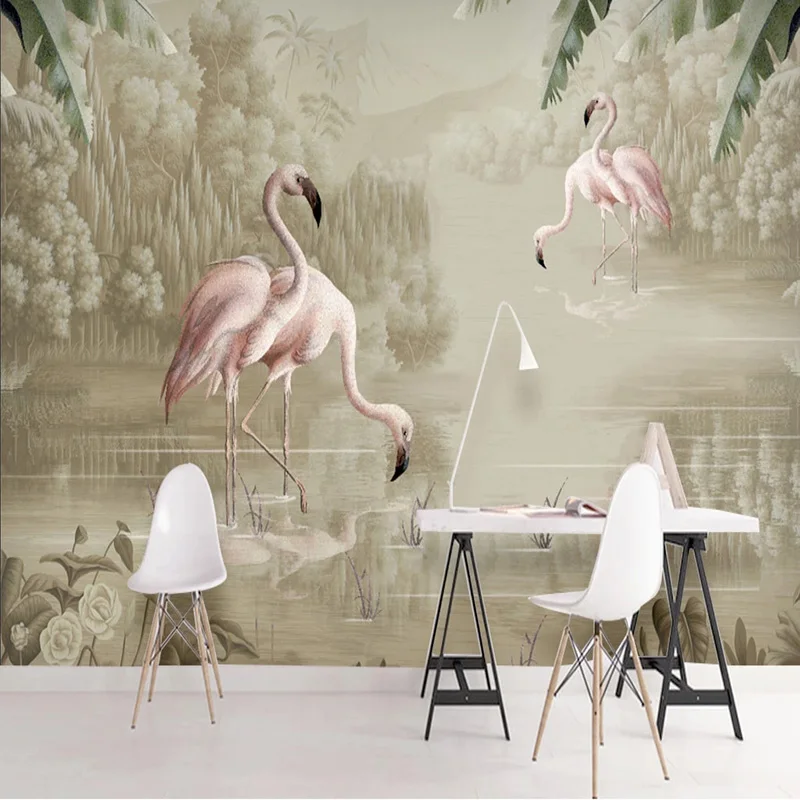 

Drop Shipping Custom Wallpaper Modern Simple Hand-painted Watercolor Plants Birds Murals Living Room TV Sofa Bedroom 3D Stickers