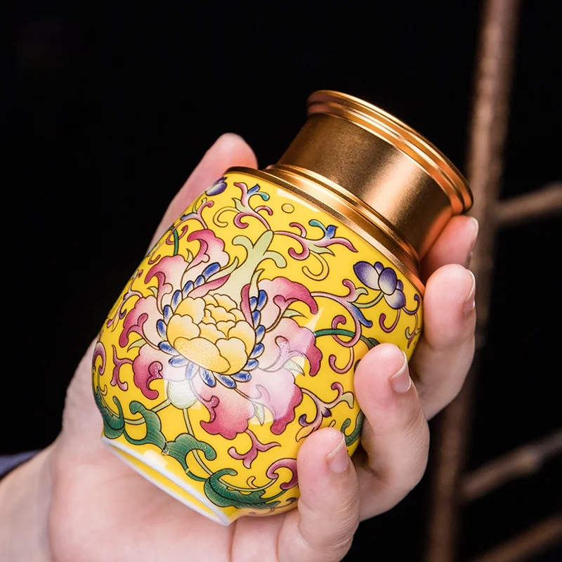 

Mini Metal Ceramic Tea Caddy Travel Cofee Sugar Canister Seal Airtight Tea Box Household Storage Caja Para Te Teaware DF50CY