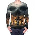 Мужская летняя футболка KYKU, летняя футболка с длинным рукавом, с рисунком черепа