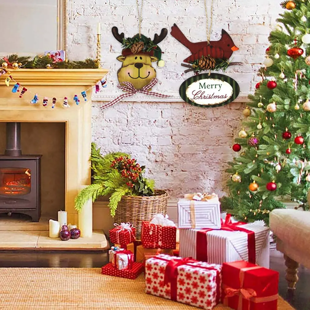 

2022 New Wooden Festive Christmas Pendant Decoration Cute Deer Christmas Crafts Living Room Bedroom For Christmas Festival