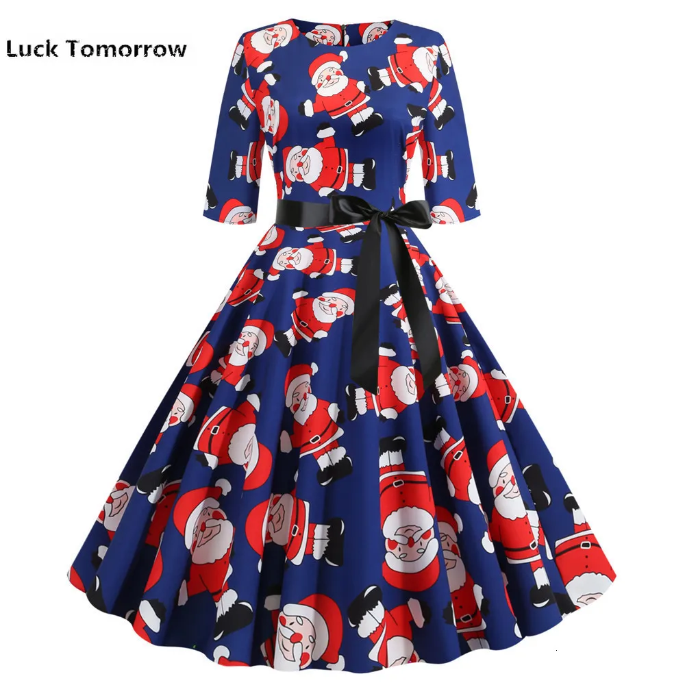 Рождественское винтажное платье с принтом снеговика для женщин зима осень 50 s 60