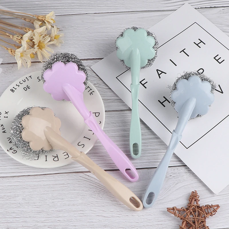 Проволочная шариковая щетка из нержавеющей стали с длинной ручкой кухонная