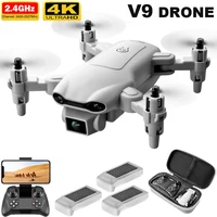 v9 folding drone 4k profession hd wide angle camera 1080p wifi fpv quadcopter dual camera height keep rc helicopter toys for kid