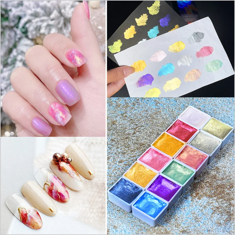 

6 color Nail Blooming Paints Watercolor Powder For Nails Abstract Nail Art Pigment Magic Pearl Chrome Polish Manicure Glitter