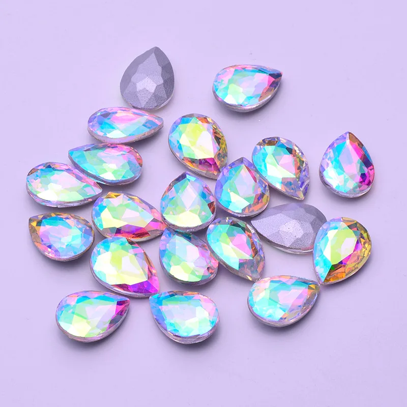 JUNAO 50 шт. 13x18 мм Aqua Blue Drop Crystal Glass Стразы не шитые точечные клеевые бусины на камнях и