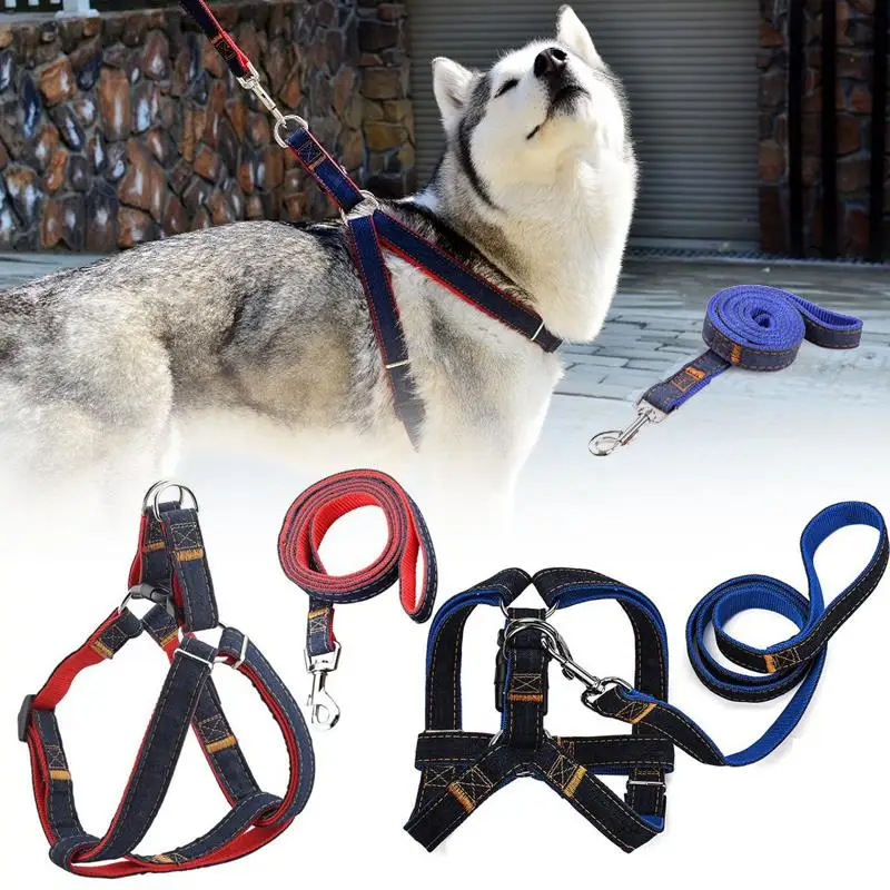 Поводок из джинсовой ткани регулируемый ошейник для собак трос щенков