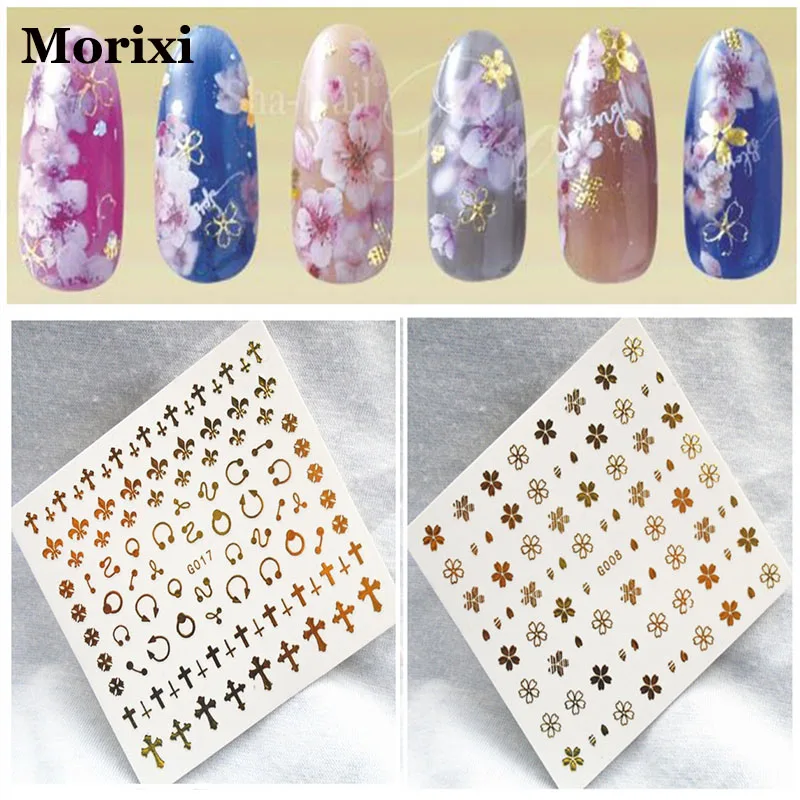 

Morixi nail art sticker gold plated moon star liner for 3D manicure decoration self adhesive shiny Gilded nail decals WG041