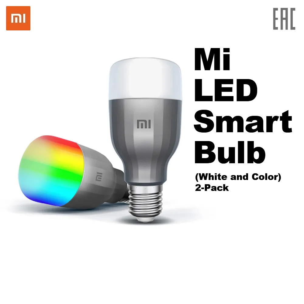 Умная лампочка Mi LED Smart Bulb | Wi FI 16 млн цветов 1700 6500K Регулировка яркости Xiaomi 2 штуки в