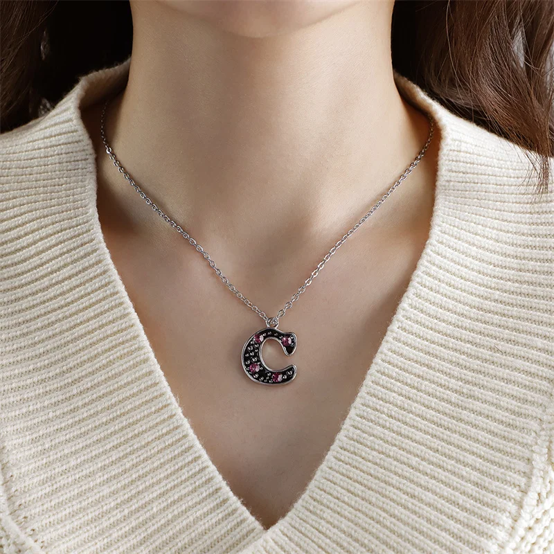 

Romantic Initial Crystal Letter Necklaces For Women Capital A-Z Letter Zircon Pendant Silver Color Chain Charm Necklace Jewelry