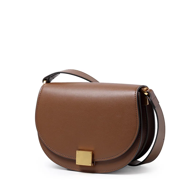 

2021 new leather handbags Korean fashion wild leather organ semicircle crossbody single shoulder flap saddle bag