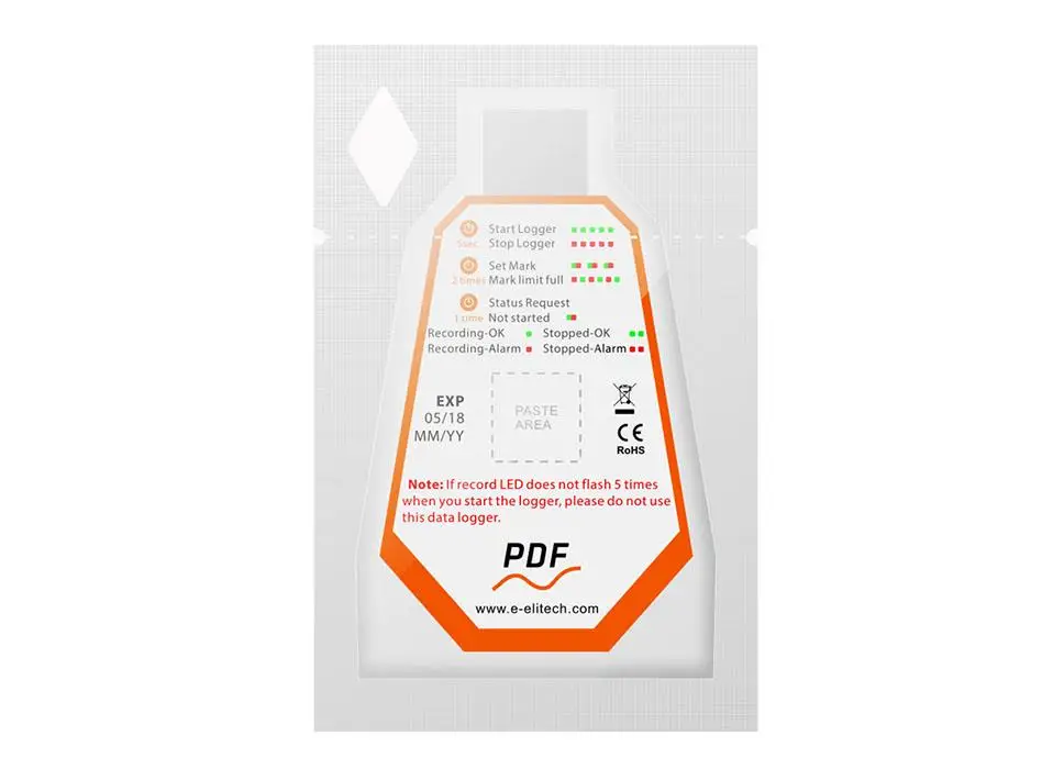 Одноразовый USB PDF регистратор данных о температуре IP67 для рефрижераторной